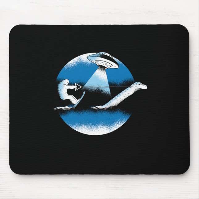 Mousepad Bigfoot Nessie Loch Ness Monster Ovni Surfing Alie (Frente)