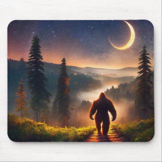 Mousepad Bigfoot Night Woods Stars Moon