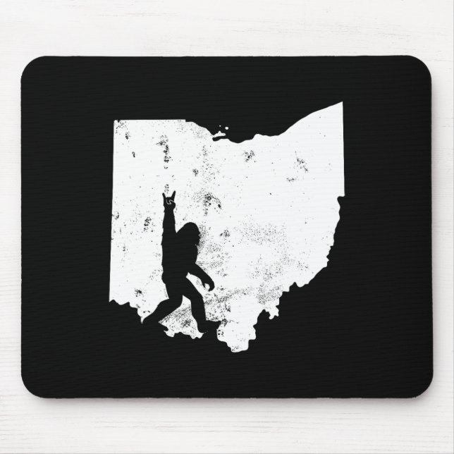 Mousepad Bigfoot Ohio State Map Sasquatch Men Gift (Frente)