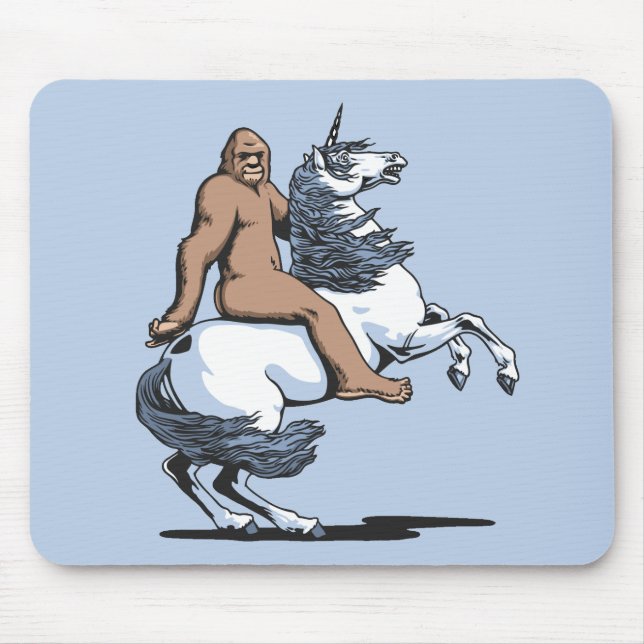 Mousepad Bigfoot que monta um unicórnio (Frente)