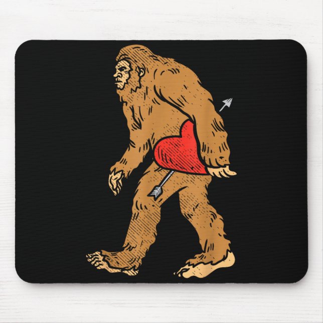 Mousepad Bigfoot Sasquatch Heart With Arrow Funny Valentine (Frente)