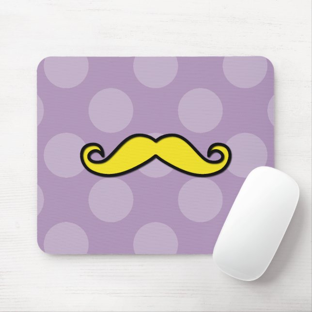 Mousepad Bigode Amarelo, Bigode Curl, Cefaleias, Bolinhas (Com mouse)
