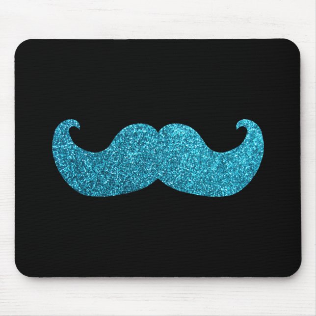Mousepad Bigode azul de Bling (gráfico do brilho do falso) (Frente)