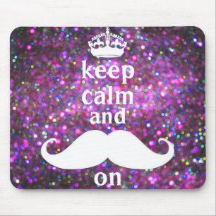 Mousepad Bigode branco com faísca roxa e cor-de-rosa