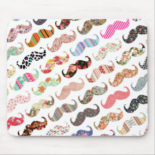 Mousepad Bigodes coloridos femininos engraçados dos padrõ