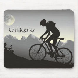 Mousepad Bike e Lua Personalizadas da Montanha Silhouette