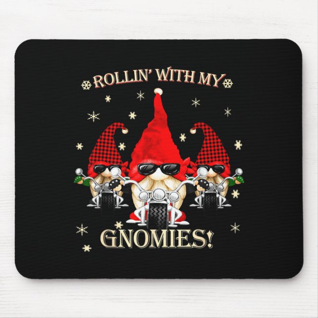 Mousepad Biker Christmas Gnomes Biker Garden Christmas Gnom (Frente)