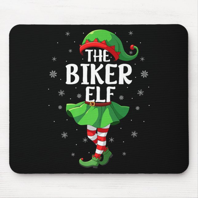Mousepad Biker Elf Christmas Girls Women Elf Squad Xmas Fam (Frente)