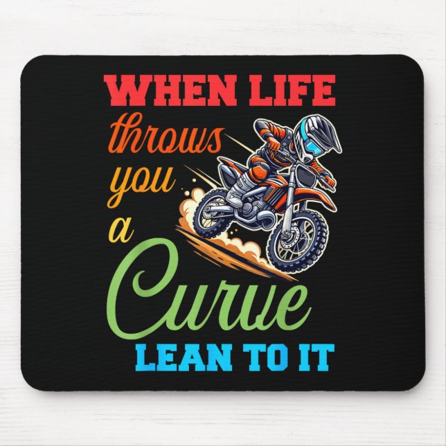 Mousepad Biker Motorcycle Lover When Life Throws You A Curv (Frente)