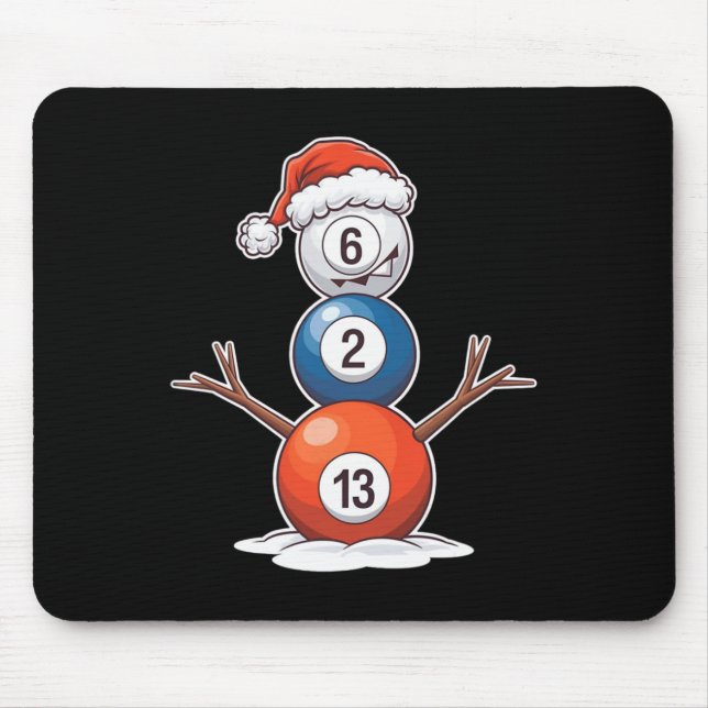 Mousepad Billiard Christmas Snowman com Mesa de Piscina (Frente)