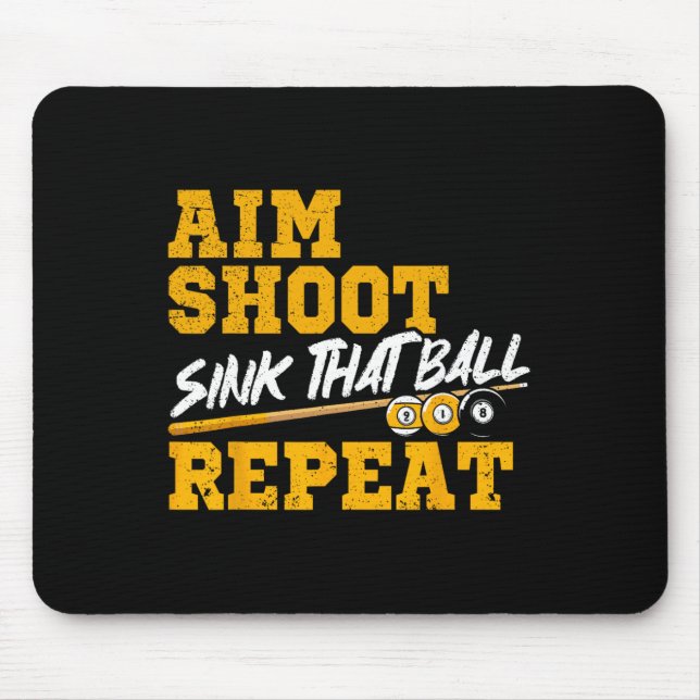 Mousepad Billiards Aim Shoot Sink Que Bola Repete A Piscina (Frente)