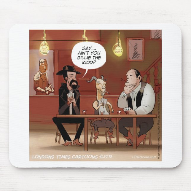 Mousepad Billy The Kid? Cabra de Desenho Animado Divertida (Frente)