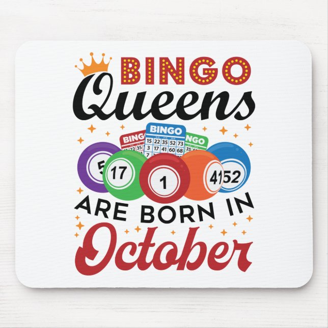 Mousepad Bingo Birthday Bingo Queens São Nasceres em outubr (Frente)