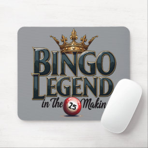 Mousepad Bingo Legend Crowed in Dourado Retro Typografia