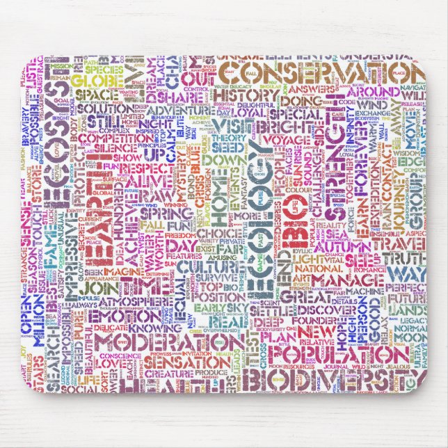 Mousepad Bio Nuage de Mots Texte Motif Biodiversité (Frente)