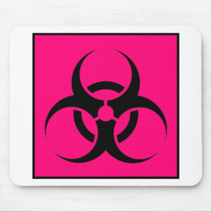 Mousepad Bio perigo ou rosa de advertência do símbolo do