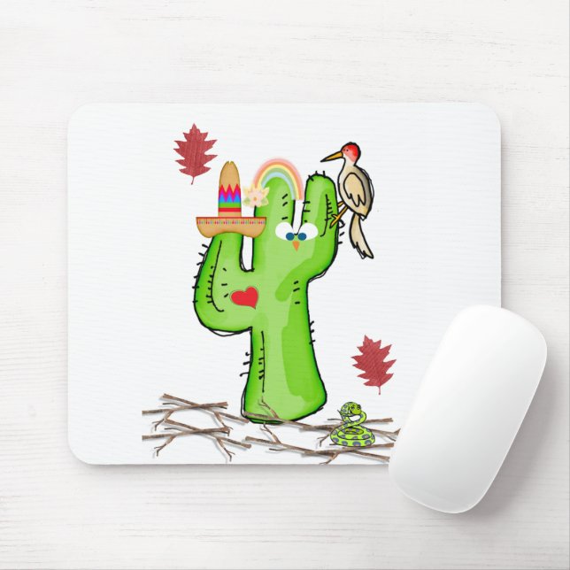 Mousepad Bird Cactus Mouse Pad! (Com mouse)