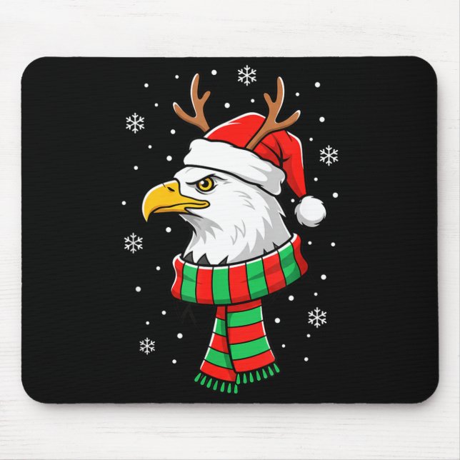 Mousepad Bird Holiday, Santa Hat, Reindeer Antlers &amp; Fe (Frente)