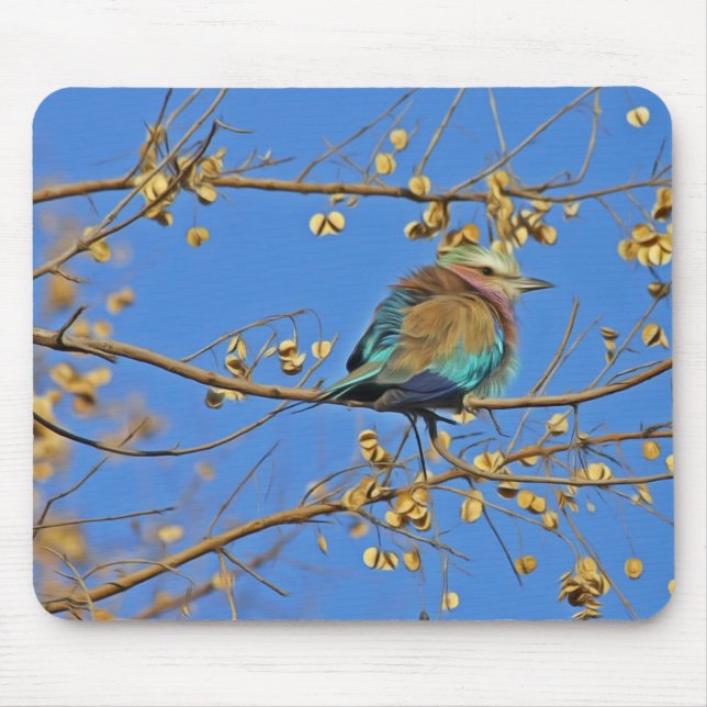 Mousepad Bird in Tree and Blue Sky Photo (Frente)