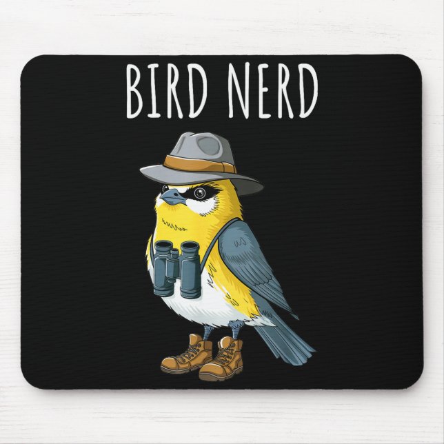 Mousepad Bird Nerd Funny Bird Watching Birding Bird Lover W (Frente)