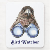Bird Watcher Observando Você Aquarela Humor Animal
