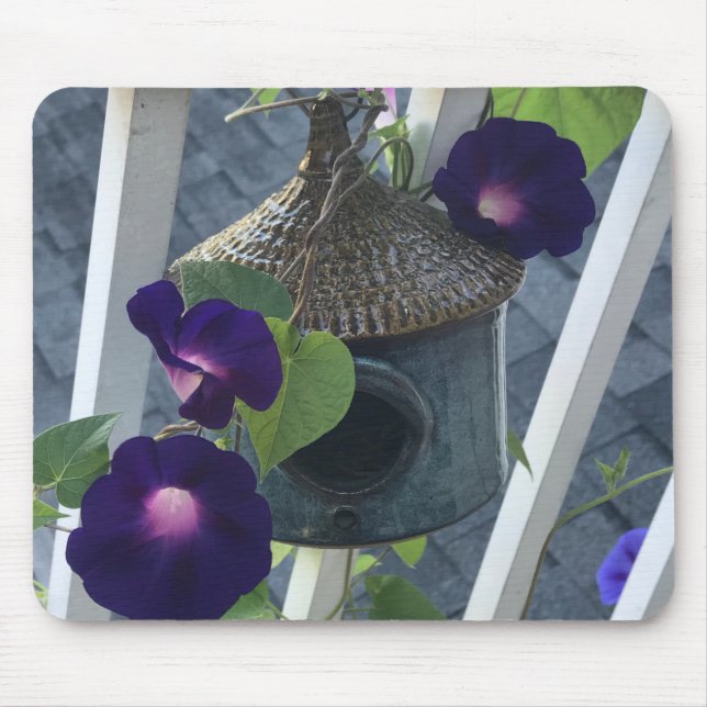 Mousepad Birdhouse With Morning Glories Close-up (Frente)