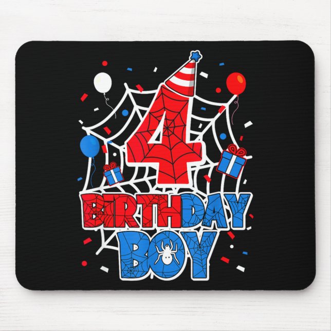 Mousepad Birthday Boy 4 Year Old Sders 4th Birthday Kids  (Frente)