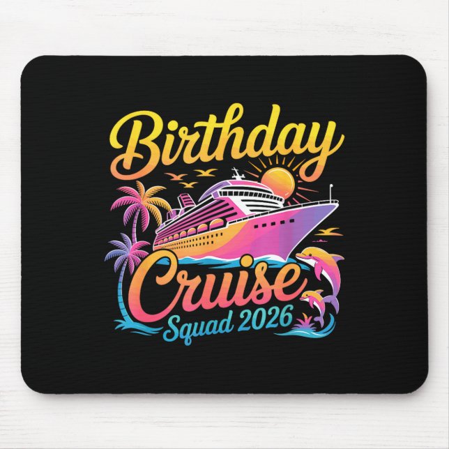 Mousepad Birthday Cruise Squad 2026 Vacation Summer Trip Fa (Frente)