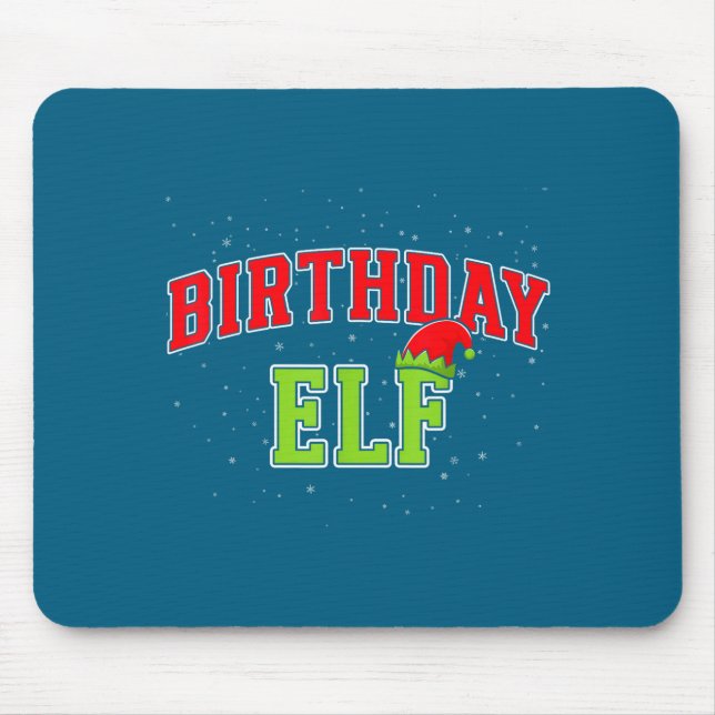 Mousepad Birthday Elf Christmas Family Matching Group Xmas  (Frente)