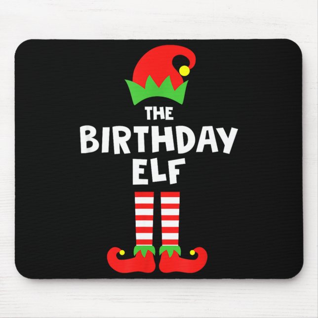 Mousepad Birthday Elf Matching Group Family Holiday Christm (Frente)