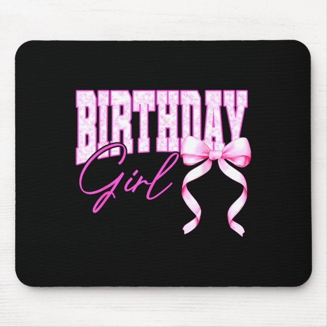 Mousepad Birthday Girl Nk Toile Coquette Bow Birthday Party (Frente)