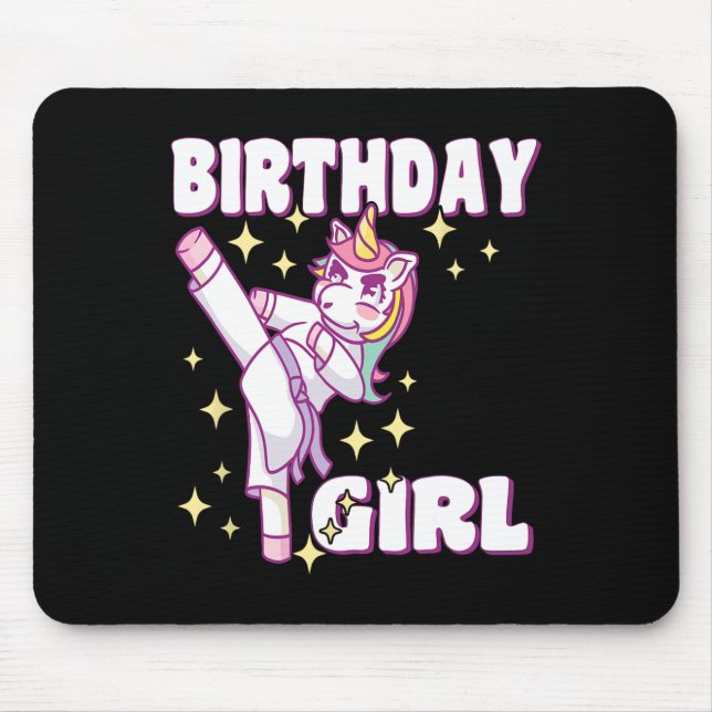 Mousepad Birthday Karate Unicorn Girl (Frente)
