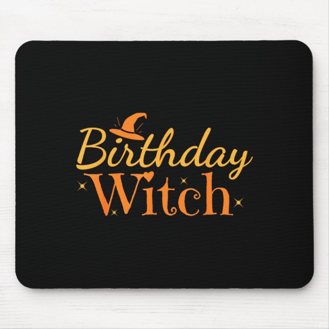 Mousepad Birthday Witch Funny Halloween Shirt  (Frente)