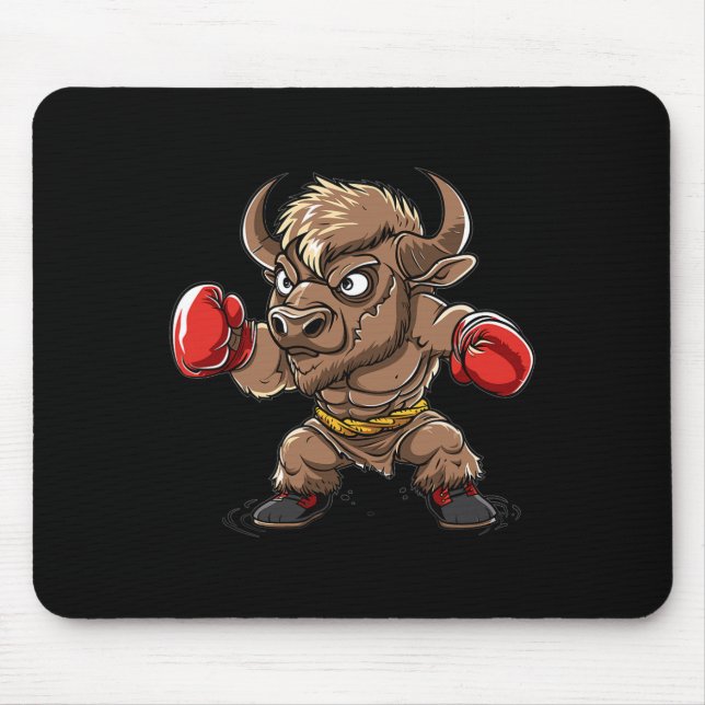 Mousepad Bisão de Kickboxing Fofo I Bisão Infantil  (Frente)