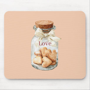 Mousepad Biscoitos Coração em Pote com Laço Branco
