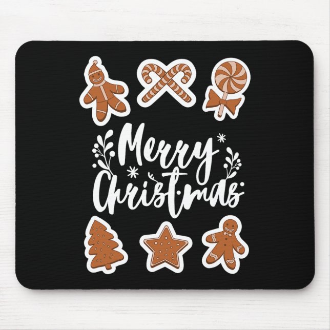 Mousepad Biscoitos de Natal Feliz Pão Gingerido Homem Árvor (Frente)