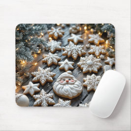 Mousepad Biscoitos De Natal Sobre Madeira Rústica
