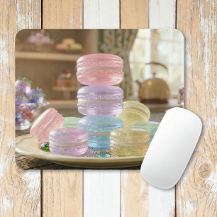 Mousepad Biscoitos Macaron de Vidro Pastel  