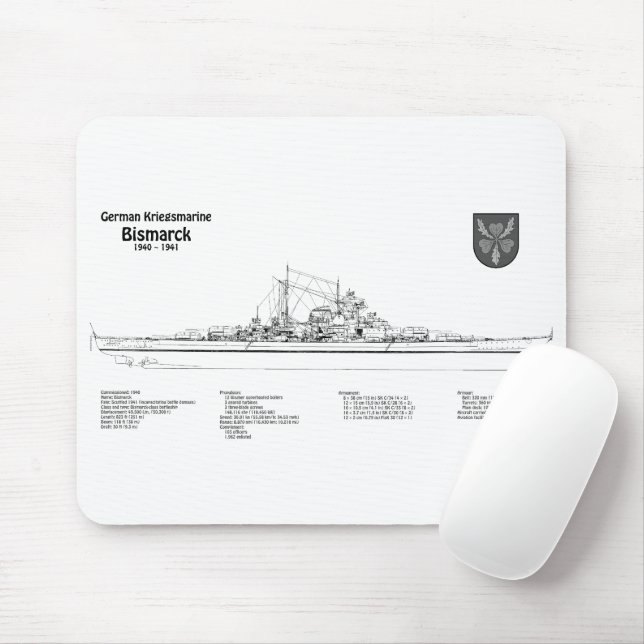 Mousepad Bismarck - Planos Blueprint do Batehip - BD (Com mouse)