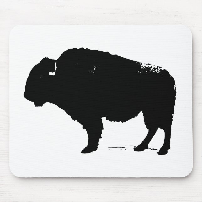 Mousepad Bison de Búfalo de Pop Preto e Branco (Frente)