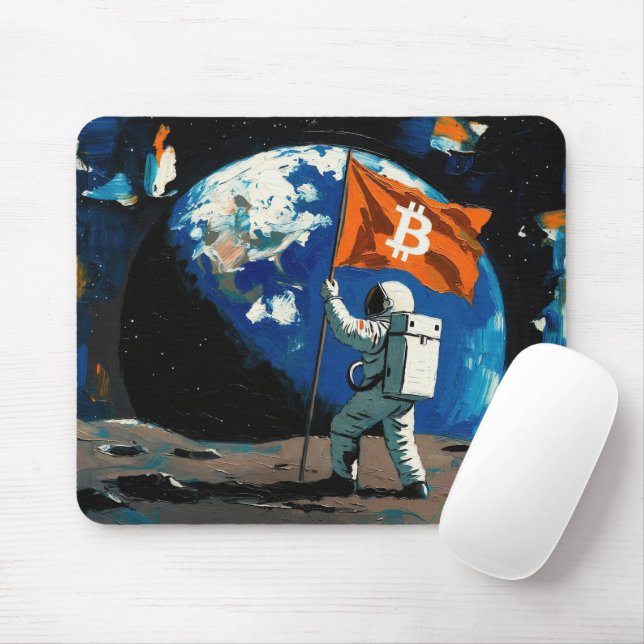 Mousepad "Bitcoin Lua" Pintura a Óleo #4 (Com mouse)