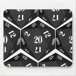 Mousepad Black-20-Sided-Dice-Pattern