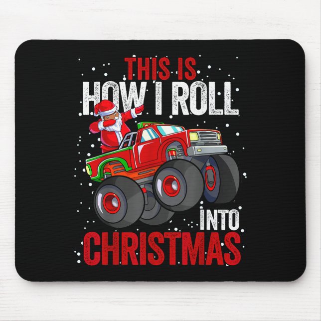 Mousepad Black African American Santa Claus Monster Truck C (Frente)