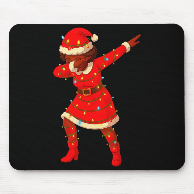Mousepad Black African Girl American Melanin Christmas Mrs  (Frente)