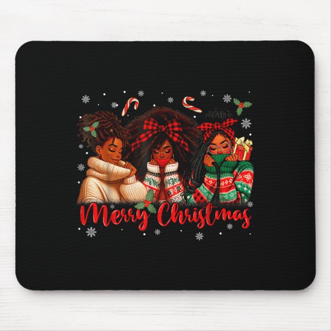 Mousepad Black African Girl American Melanin Christmas Sant (Frente)
