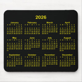 Mousepad Black and Bright Yellow 2026 Calendar