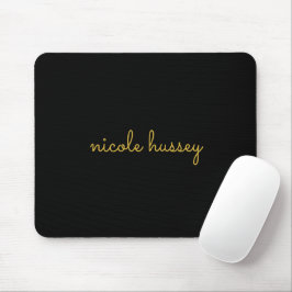 Mousepad Black and Gold Script  | Stylish Monogram Modern