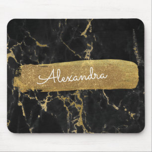 Mousepad Black and Marble with Gold Foil and Glitter