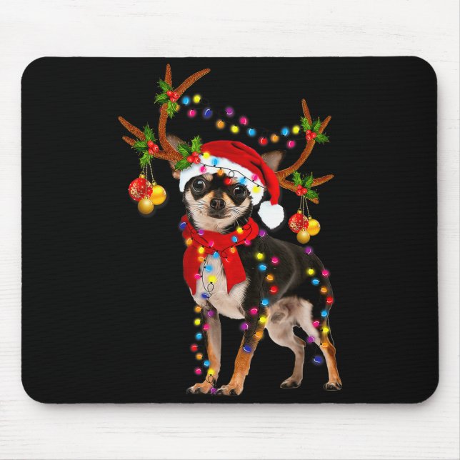 Mousepad Black And Tan Chihuahua Gorgeous Reindeer Christma (Frente)