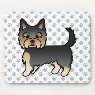 Mousepad Black And Tan Yorkshire Terrier Cartoon Dog & Paws